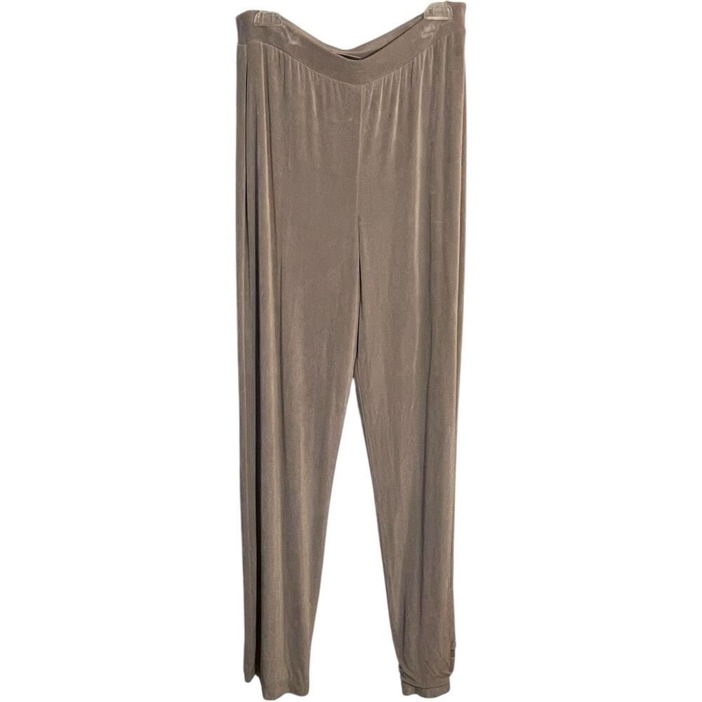 CHICOS Travelers Pants Beige Lg (2) Tall Stretch Knit Slinky Wrinkle Resistant